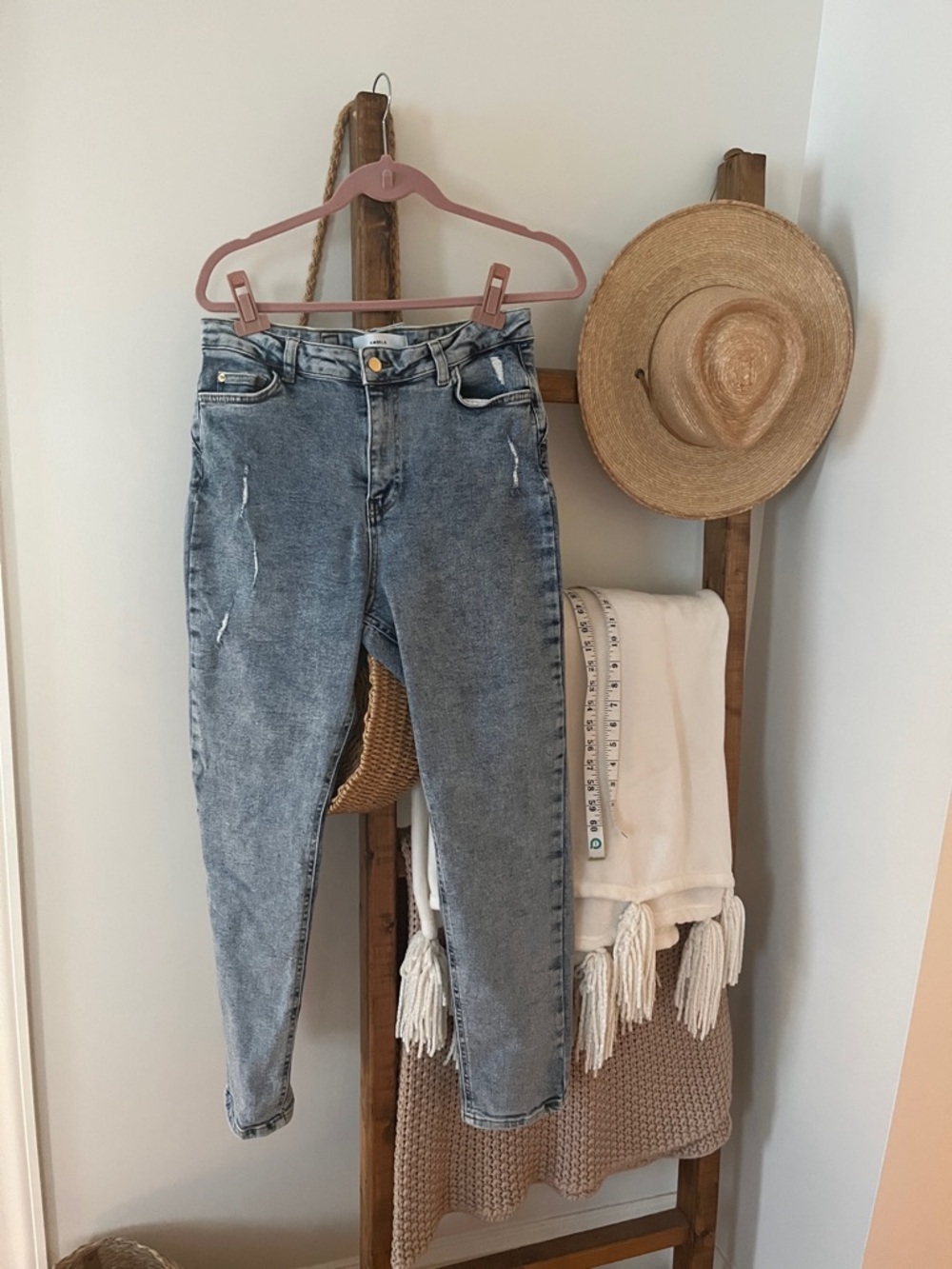 Ambela Light Blue Denim Jeans With Adjustable Buckle